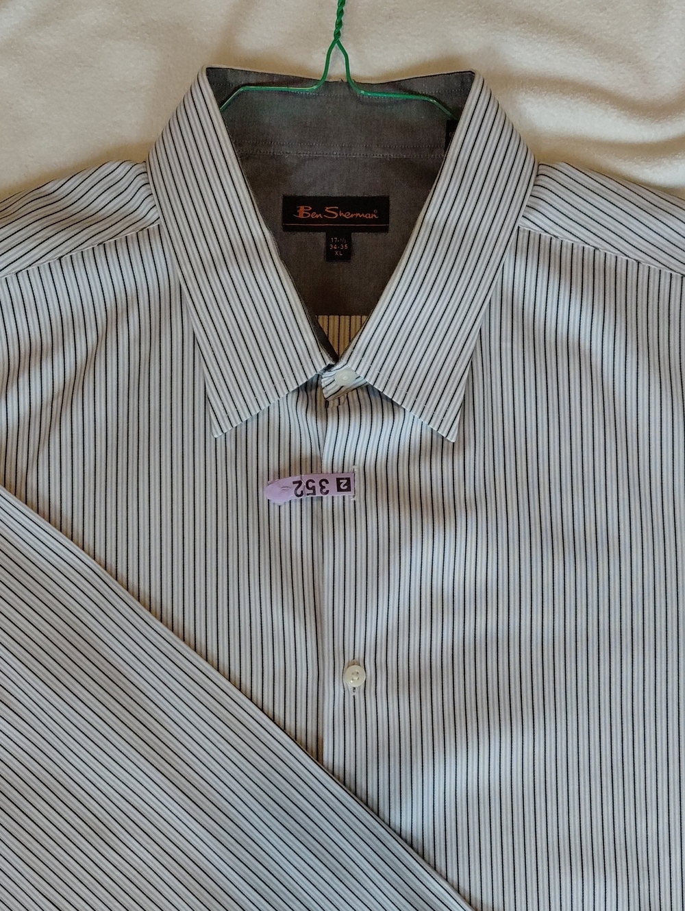 Ben Sherman White Dress Shirt with Gray Pinstripes